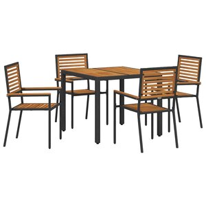 vidaXL Ensemble de salle à manger pour jardin 5 Pièces Noir et Marron