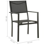 Vidaxl chaises de jardin 2 pièces textilène et acier noir et anthracite