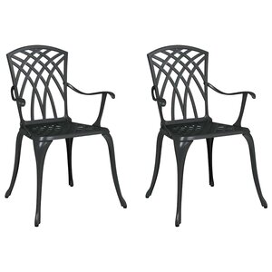 vidaXL Chaise de jardin 2 Pièces Noir 55 x 56 5 x 91cm Aluminium