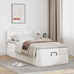 vidaXL Cadre de lit ottoman avec matelas blanc pur 90x200cm similicuir