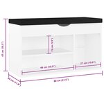 vidaXL Banc à chaussures avec coussin Blanc Bois d'ingénierie