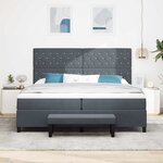 vidaXL Lit à ressorts avec matelas Gris foncé 200 x 200 cm Velours