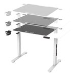 Bureau table poste de travail électrique à hauteur réglable assis debout avec 4 roulettes 120 x 60 cm blanc 03_0009079