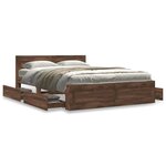 vidaXL Cadre de lit et tête de lit sans matelas chêne marron 120x200cm
