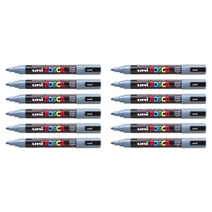 Marqueur pointe conique moyenne pc5m 1 8 - 2 5mm gris ardoise x 12 POSCA
