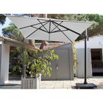 Parasol déporté en aluminium 3x4m dom blanc