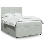 vidaXL Sommier à lattes de lit et matelas Gris clair 140x190cm Velours