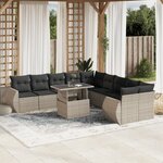 vidaXL Salon de jardin 11 Pièces avec coussins gris clair résine tressée