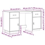 vidaXL Bureau avec armoires Noir 135x50x75 cm Bois massif de pin