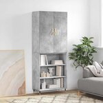 vidaXL Buffet haut Gris béton 69 5x34x180 cm Bois d'ingénierie