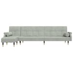 vidaXL Canapé-lit en forme de L gris clair 271x140x70 cm velours