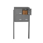 Bloc collectif Leabox 2x2  grade 3  simple face  extérieur  fixation sur pieds à sceller  gris poussière ral 7037 finition brillante
