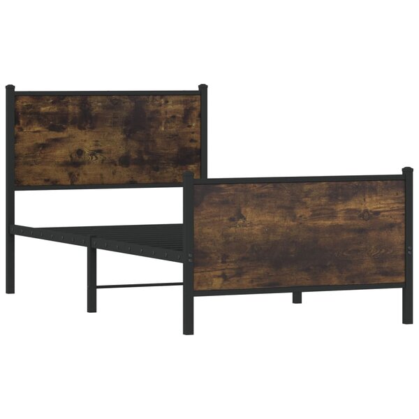 vidaXL Cadre de lit en métal sans matelas chêne fumé 90x190 cm