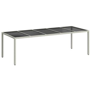 vidaXL Table de jardin blanc 250x100x75 cm résine tressée verre trempé