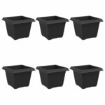 vidaXL Pot de Fleurs Carré 6 Pièces Noir 23 x 23 x 17 5 cm Plastique
