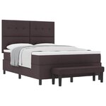 vidaXL Lit à ressorts avec matelas Marron foncé 140 x 190 cm tissu