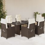 vidaXL Ensemble à manger de jardin et coussins 7 Pièces marron rotin