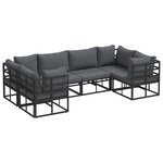 vidaXL Ensemble de canapé de jardin 6 Pièces Noir Aluminium