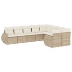 vidaXL Salon de jardin avec coussins 9 Pièces beige résine tressée