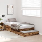 vidaXL Cadre de lit de rangement en vieux bois 75x190 cm