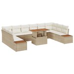 vidaXL Ensemble de canapé de jardin de 11 pièces avec coussins beige en polyrotin