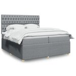 vidaXL Sommier à lattes de lit avec matelas Gris clair 200x200cm Tissu
