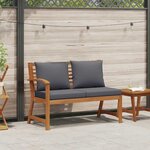 vidaXL Banc de jardin 114 5 cm avec coussin gris foncé Bois d'acacia