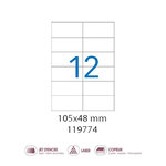 Boite 100f a4 1200 etiquettes cop/las/jet coins droits 105 x 48 mm blanc etibox