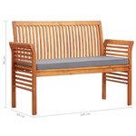 vidaXL Banc de jardin 2 places avec coussin 120cm Bois d'acacia massif