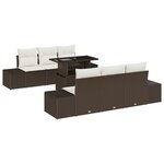 vidaXL Canapé de jardin 7 pièces avec coussins marron en poly rotin