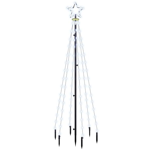 vidaXL Sapin de Noël avec piquet Blanc froid 108 LED 180 cm