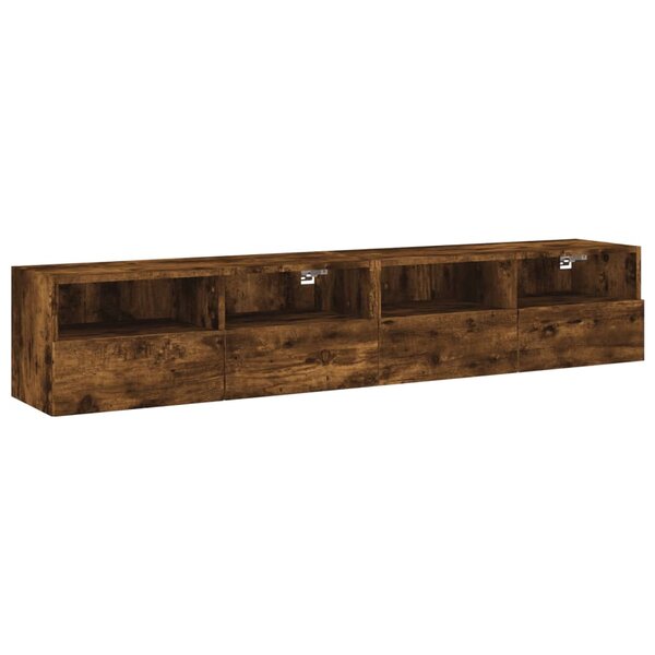 vidaXL Meubles TV muraux 2 Pièces chêne fumé 80x30x30cm bois d'ingénierie