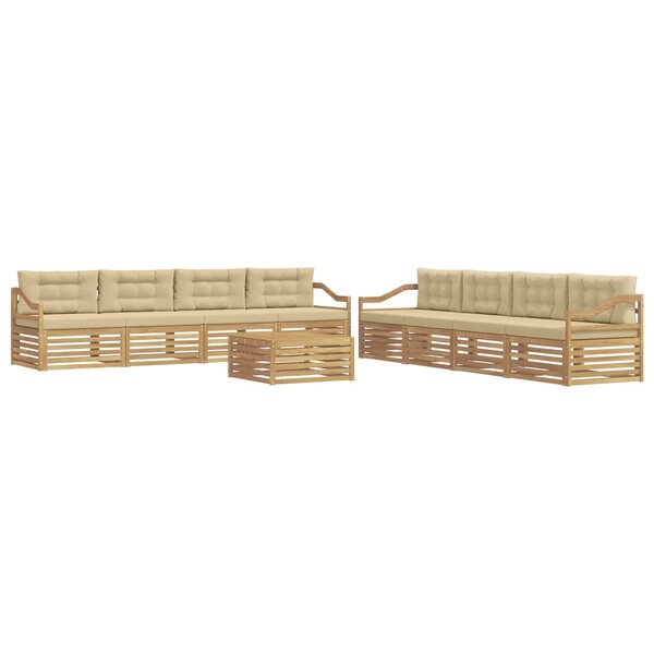 vidaXL Ensemble de canapés d'extérieur 9 pc Blanc et Beige Polyester