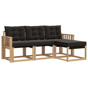 vidaXL Ensemble de canapés d'extérieur 4 pc Blanc et noir