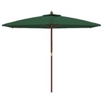 vidaXL Parasol de jardin avec mât en bois vert 299x240 cm