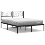 vidaXL Cadre de lit métal sans matelas avec tête de lit noir 140x190cm
