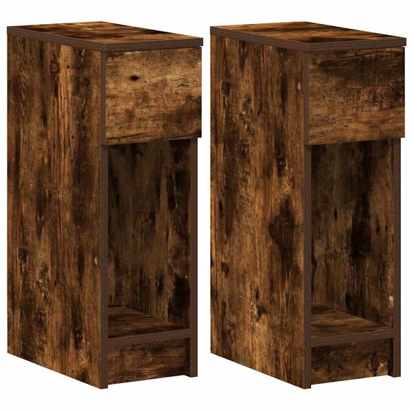 vidaXL Tables de chevet avec tiroir 2 Pièces chêne fumé 20x36x60 cm