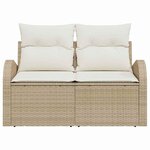 vidaXL Canapé de jardin 2 places avec coussins en rotin synthétique beige