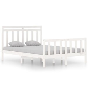 vidaXL Cadre de lit sans matelas blanc 135x190 cm bois massif
