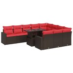 vidaXL Ensemble de canapés de jardin 11 Pièces et coussins rotin acacia