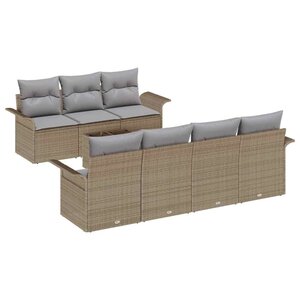 vidaXL Ensemble de canapé de jardin avec coussin 8 Pièces Beige polyrotin