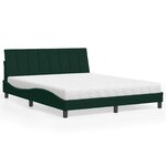 vidaXL Lit avec matelas Hanko vert foncé 160x200 cm velours