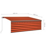 vidaXL Auvent manuel rétractable avec store 4x3 m Orange et marron