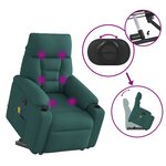 vidaXL Fauteuil inclinable de massage électrique Vert foncé Tissu