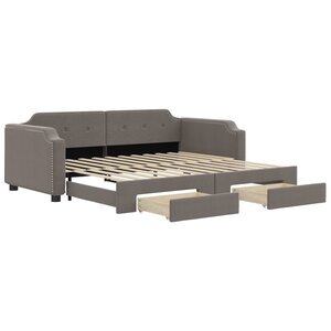 vidaXL Lit de jour avec gigogne et tiroirs sans matelas taupe 90x200cm