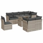 vidaXL Salon de jardin 9 Pièces avec coussins gris clair résine tressée