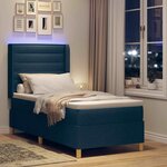vidaXL Lit à ressorts avec bandes LED Bleu 90 x 190 cm tissu