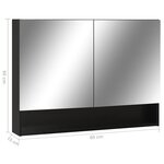 vidaXL Armoire à miroir de salle de bain LED Noir 80x15x60 cm MDF