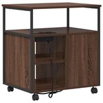 vidaXL Gabarit de bureau avec station de recharge Chêne marron