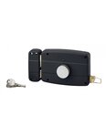 THIRARD - Serrure en applique à bouton pour porte de garage à battant  gauche  140x90mm  axe 70mm  noir  3 clés - THIRARD